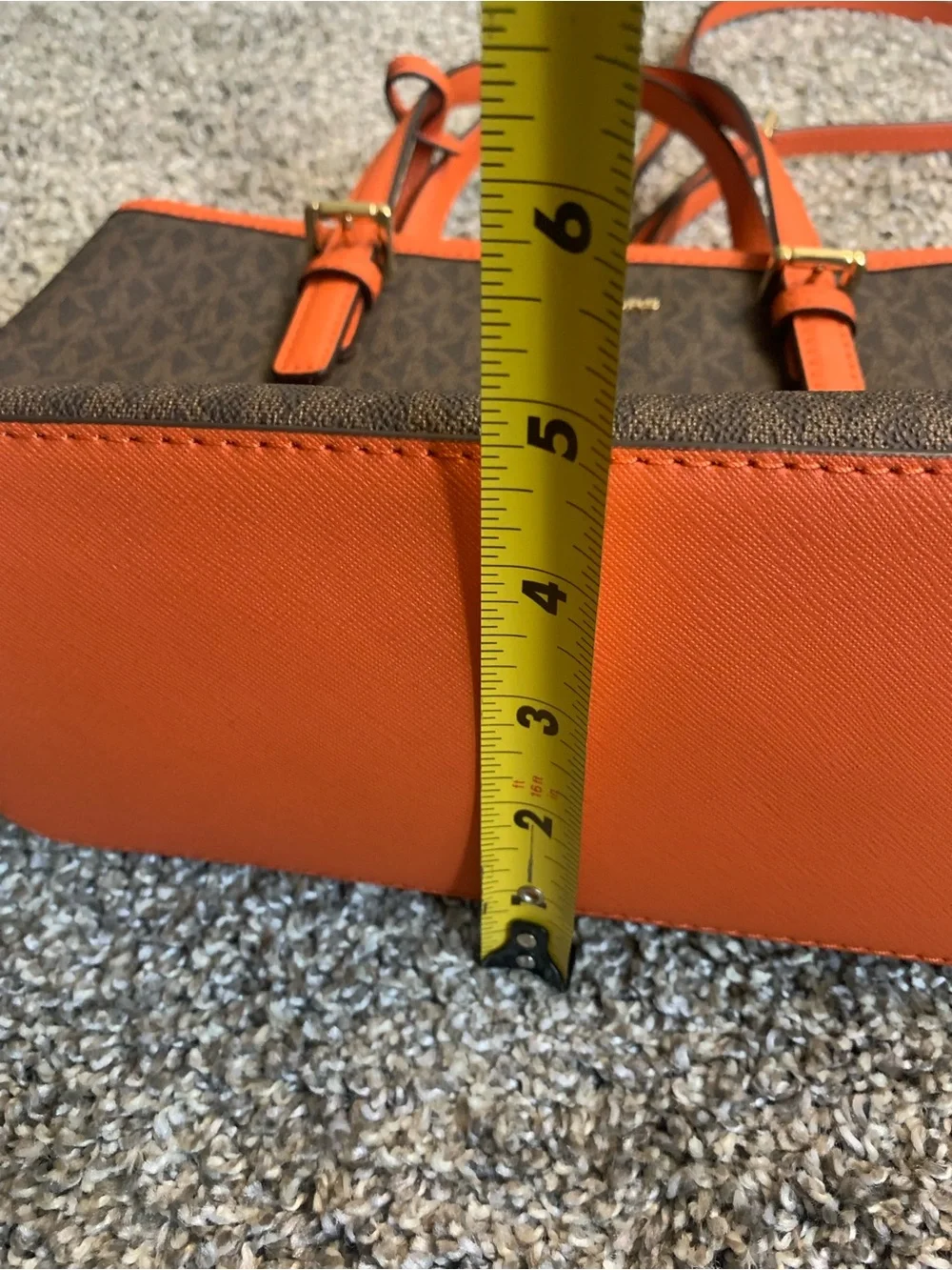 Michael Kors Brown Purse with Orange Trim